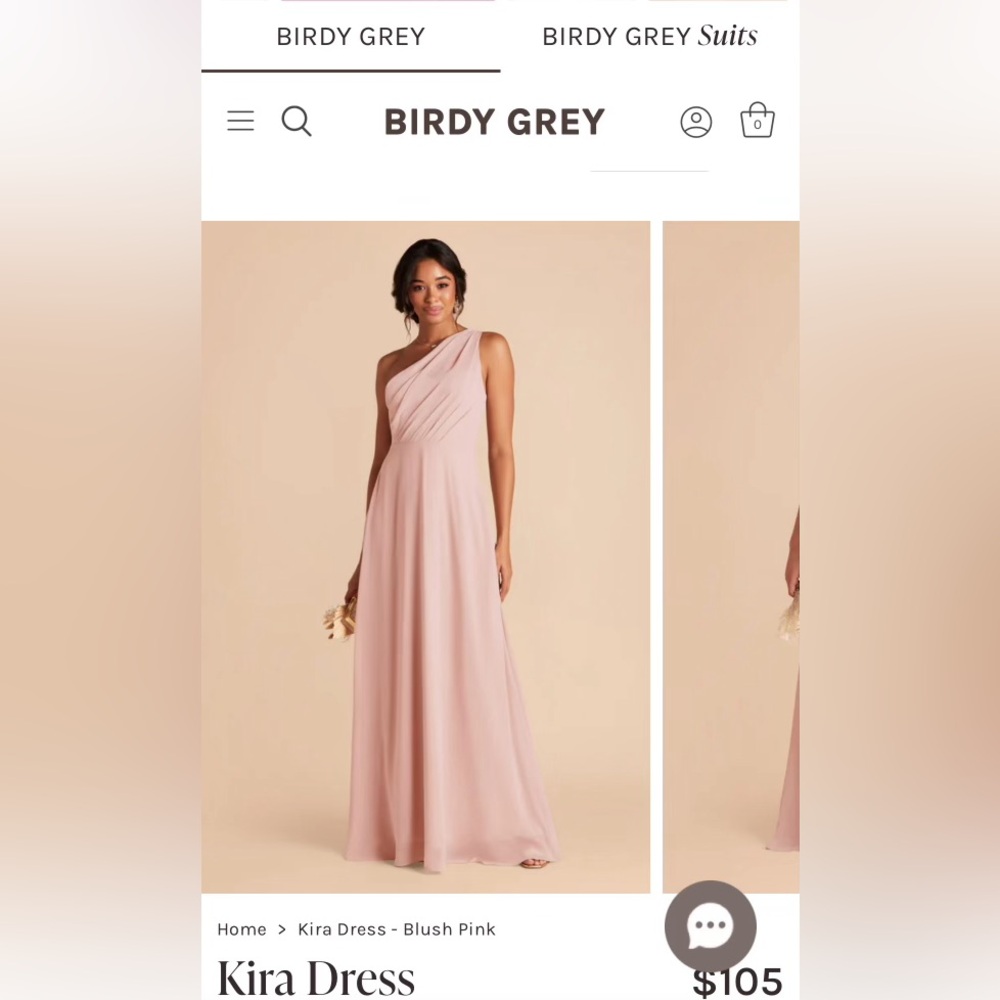 Birdy Grey Kira Chiffon Dress Blush Pink One-Shoulder size medium NWT